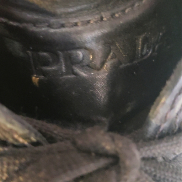 Prada Leather Canvas Nylon Black White Stripes Unisex Size 7 Size 4E - Picture 6 of 12